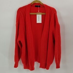 BloomChic open cardigan sweater coral pink orange size 2X cable knit Bloom chic